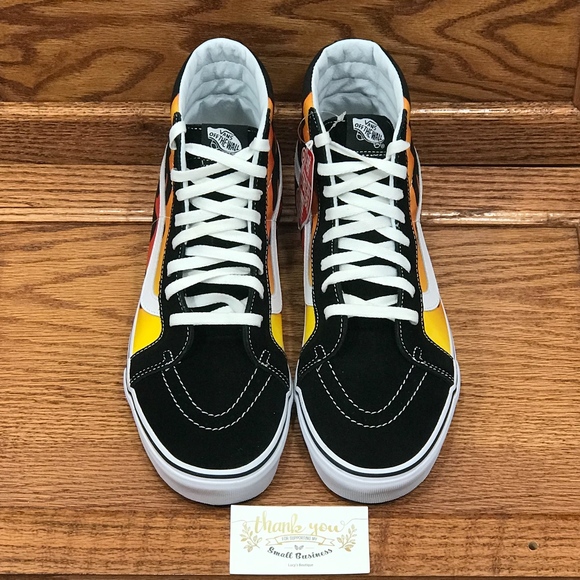 Vans Sk8 Hi Reissue Flame Black True White Shoes - Picture 4 of 8